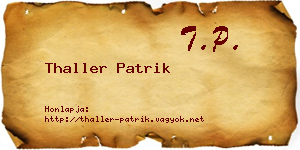 Thaller Patrik névjegykártya